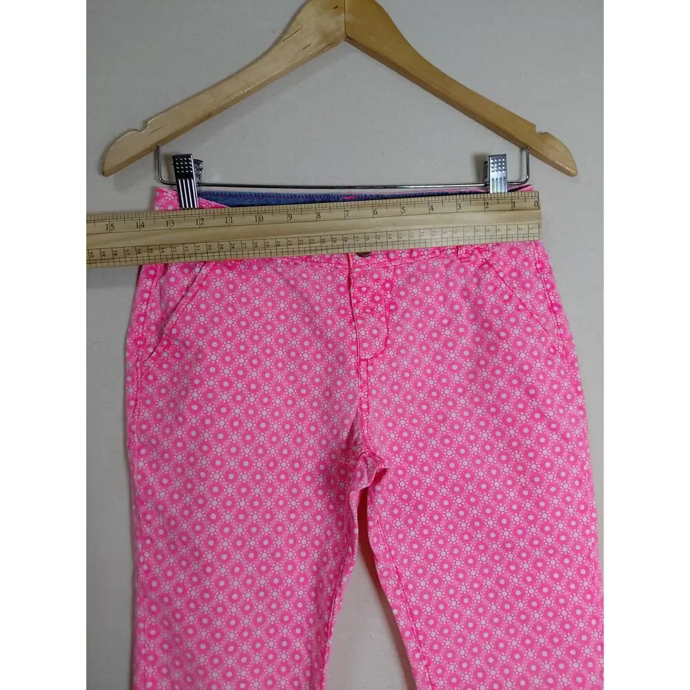 Old Navy Boyfriend Skinny Pink Floral Pants Women Size 12